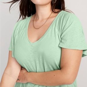 Old Navy V-Neck Linen Blend Tunic T-shirt For Women Size XL Ambrosia Green NWT